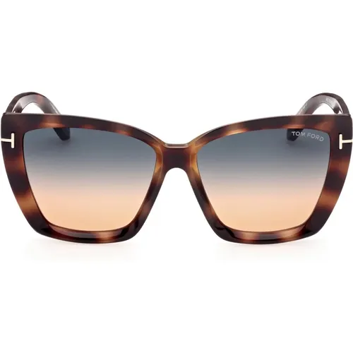 Havana Oversize Sonnenbrille , Damen, Größe: 57 MM - Tom Ford - Modalova