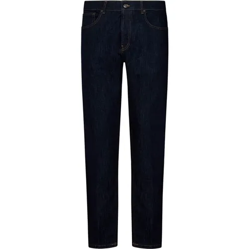 Slim Fit Dunkelblaue Jeans mit Kontrastnähten , Herren, Größe: W38 - Dondup - Modalova