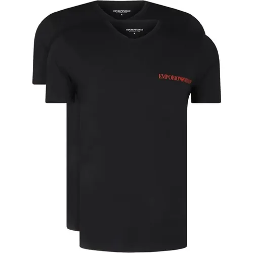 Er-Pack V-Ausschnitt T-Shirts - Schwarz , Herren, Größe: L - Emporio Armani - Modalova