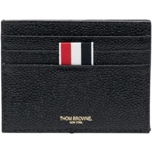 Schwarzes Leder Doppelseitige Kartenhalter , Herren, Größe: ONE Size - Thom Browne - Modalova