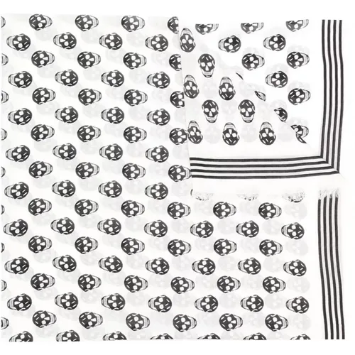 Skull Print Striped Scarf , male, Sizes: ONE SIZE - alexander mcqueen - Modalova