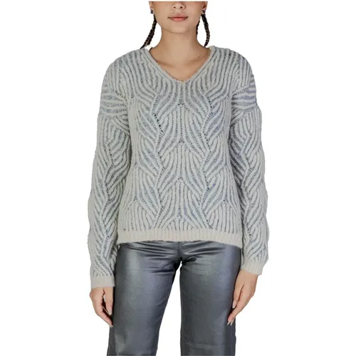 Blauer Strickpullover mit Rundhalsausschnitt , Damen, Größe: M - Only - Modalova