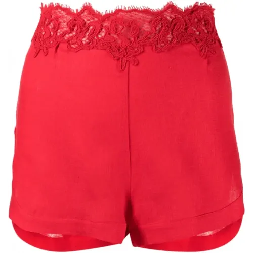 Bright Linen Lace Mini Shorts , female, Sizes: M - Ermanno Scervino - Modalova