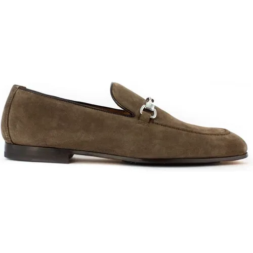 Suede Leather Loafer with Horsebit Detail , male, Sizes: 10 UK, 8 UK - Doucal's - Modalova