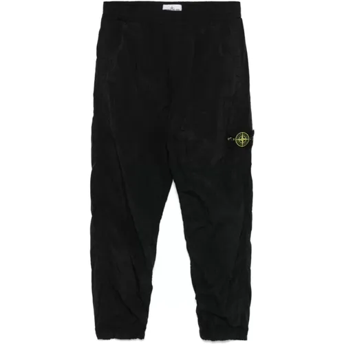 Crinkled Trousers with Compass Badge , male, Sizes: W36, W31, W32, W30 - Stone Island - Modalova