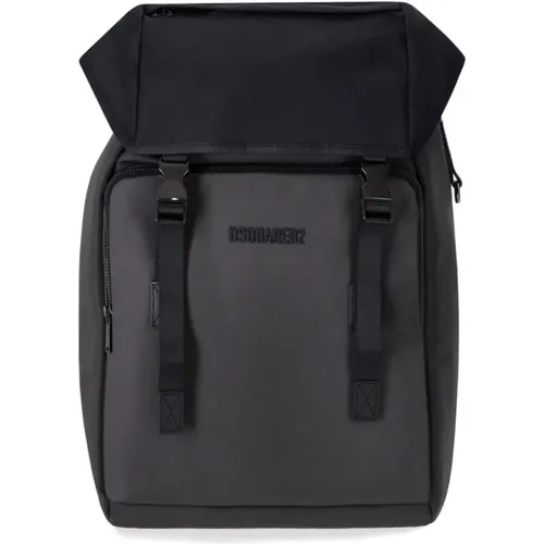 Urban Dark Grey Nylon Backpack , male, Sizes: ONE SIZE - Dsquared2 - Modalova