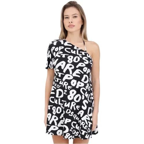 Schwarzes und weißes Pop-Art-Kleid , Damen, Größe: S - Dsquared2 - Modalova