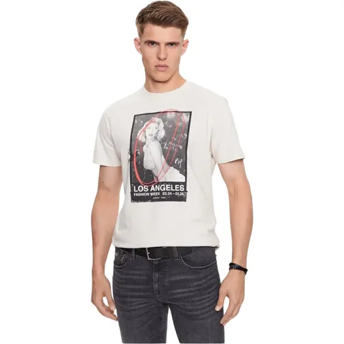 Fashion Week Baumwoll T-Shirt - Blancs , Herren, Größe: M - Guess - Modalova