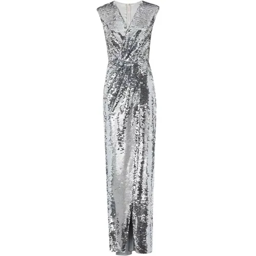 Silbernes Pailletten V-Ausschnitt Kleid - Dolce & Gabbana - Modalova