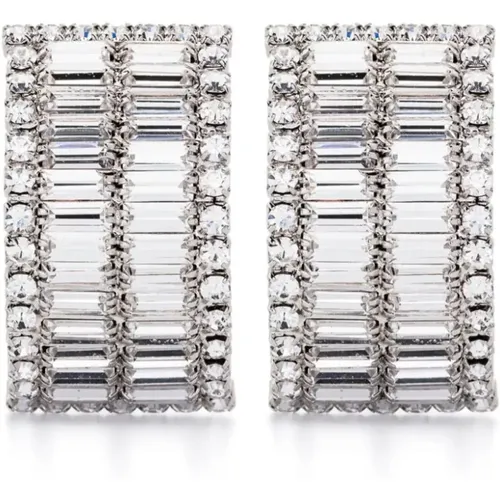 Crystal Silver Earrings , female, Sizes: ONE SIZE - Alessandra Rich - Modalova
