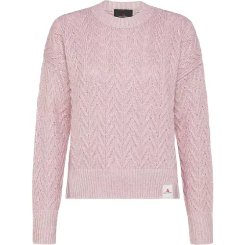 Alpaca Cotton Sweater with Herringbone Pattern , female, Sizes: L, M, S - Peuterey - Modalova