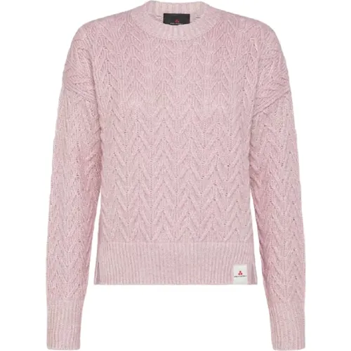 Rosa Alpaka Baumwollpullover mit Herringbone-Muster , Damen, Größe: M - Peuterey - Modalova