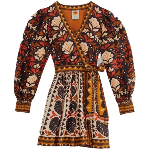 Tapestry V Neck Mini Dress , female, Sizes: S, M, L, XS - Farm Rio - Modalova