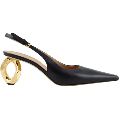 Gold-tone Chain Heel Leather Sandals , female, Sizes: 6 UK - JW Anderson - Modalova
