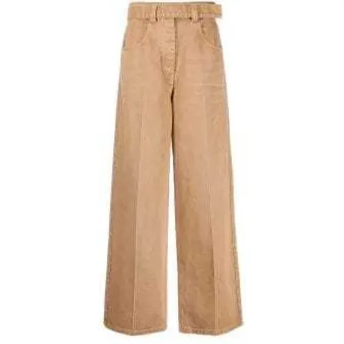Belted Wide-Leg Jeans with Whiskering Effect , female, Sizes: W26, W27 - alexander wang - Modalova
