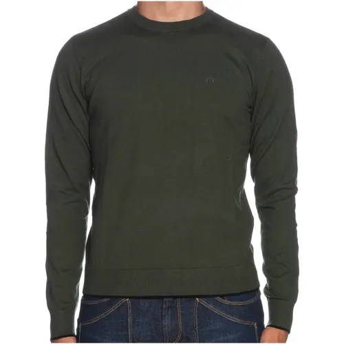 Grüner Pullover Langarm Logo Bestickt - Armani Exchange - Modalova