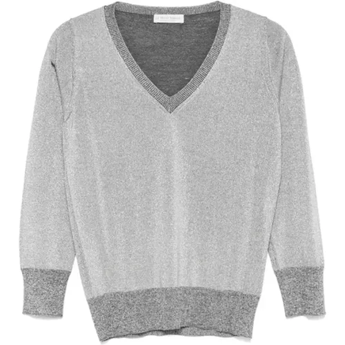 Silver Lurex Wool Blend Sweater , female, Sizes: S - Le Tricot Perugia - Modalova