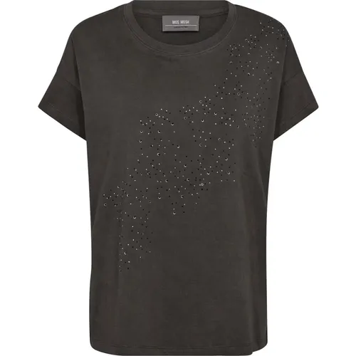 Stud Tee Top mit Nieten Asphalt , Damen, Größe: L - MOS MOSH - Modalova