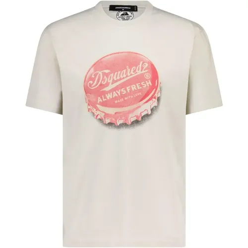 T-Shirt mit Print , Herren, Größe: 2XL - Dsquared2 - Modalova