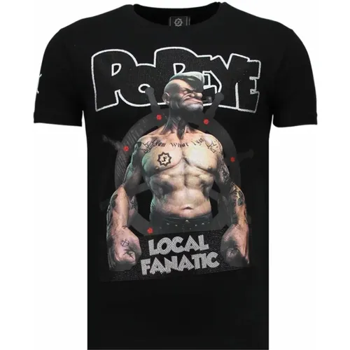 Der Seemann Popeye Rhinestone - Herren T-Shirt - 5760Z , Herren, Größe: L - Local Fanatic - Modalova