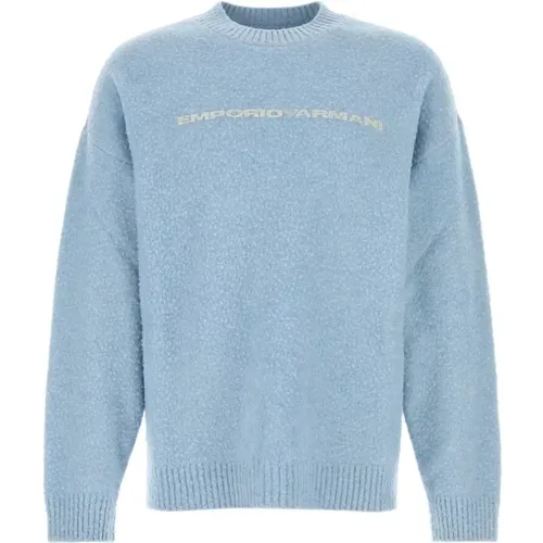 Hellblauer Wollmischpullover , Herren, Größe: M - Emporio Armani - Modalova