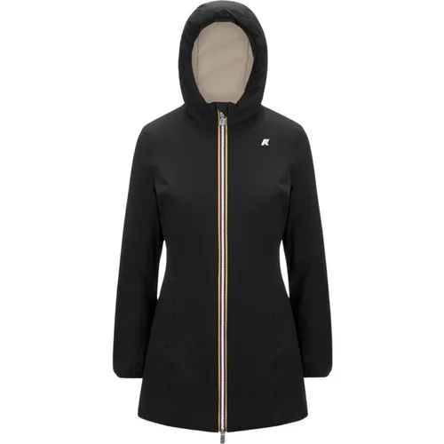 Wendbare wasserdichte Jacke Schwarz Beige , Damen, Größe: L - K-way - Modalova