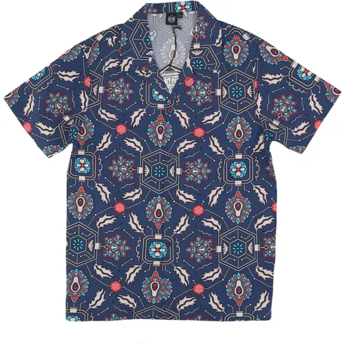 Blue Fronds Tapestry Bowling Shirt , male, Sizes: XL, M, S, L - Dolly Noire - Modalova