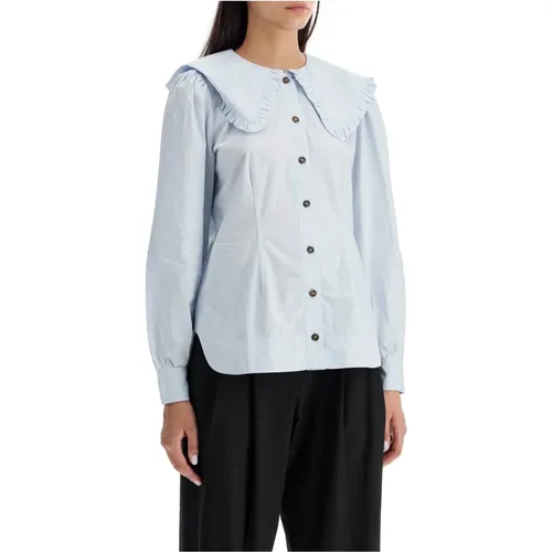 Oversized Collar Poplin Shirt , female, Sizes: M, XS - Ganni - Modalova