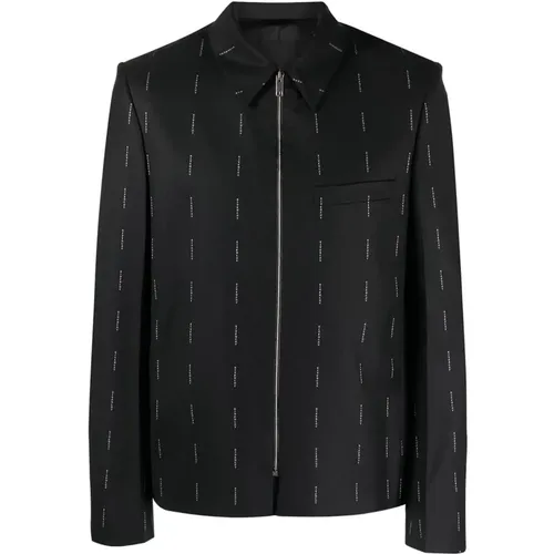 Wool Blazer with All-Over Logo Print , male, Sizes: M, L - Givenchy - Modalova