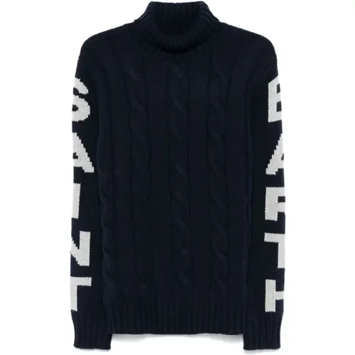 Dunkelblauer Zopfmuster Pullover - MC2 Saint Barth - Modalova