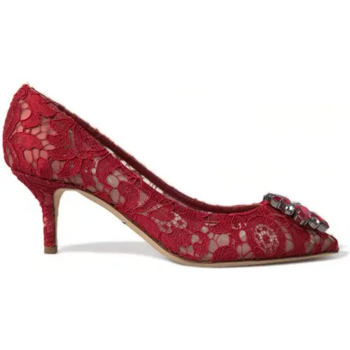 Crystal Lace Heels with Embellishments , female, Sizes: 4 UK, 5 1/2 UK - Dolce & Gabbana - Modalova