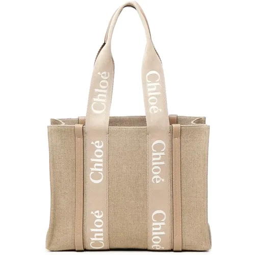 Linen Canvas Tote Bag Boyish , female, Sizes: ONE SIZE - Chloé - Modalova