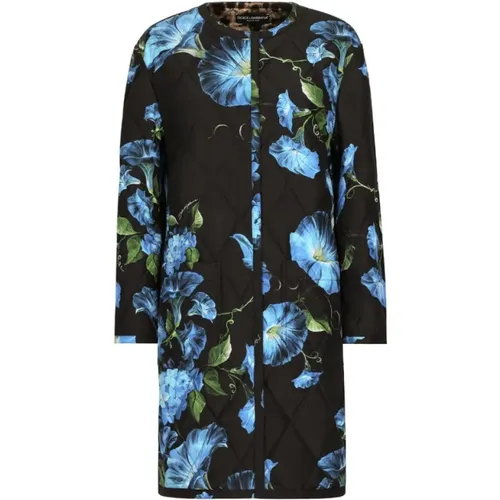 Floral Print Quilted Coat , female, Sizes: XS - Dolce & Gabbana - Modalova
