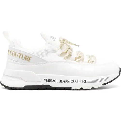 Weiße flache Schuhe mit Logodetail - Versace Jeans Couture - Modalova