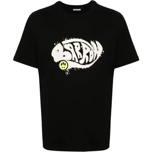 Cotton T-shirt with Logo Print , male, Sizes: L - Barrow - Modalova