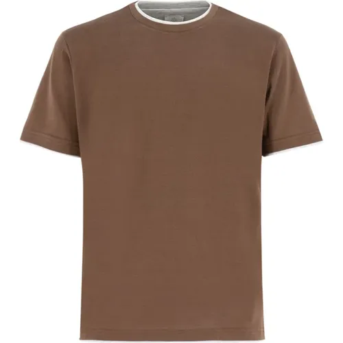 Baumwoll T-Shirt mit Kontrastdetails - Eleventy - Modalova