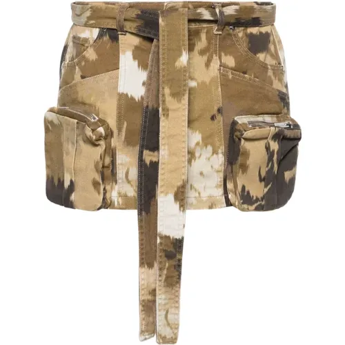 Brown Camouflage Denim Skirt , female, Sizes: XS, S - Blumarine - Modalova