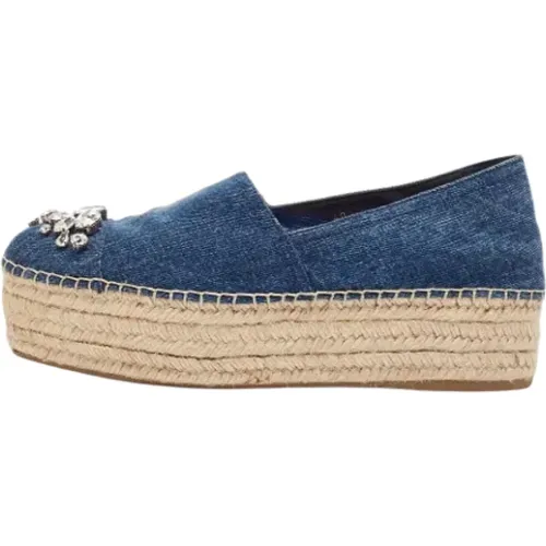 Pre-owned Denim flats , female, Sizes: 7 UK - Miu Miu Pre-owned - Modalova