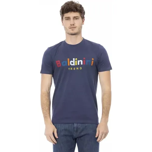 Elegantes blaues Baumwoll-T-Shirt , Herren, Größe: M - Baldinini - Modalova