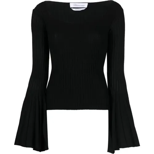 Sweaters with Plissé Detail , female, Sizes: M, S, L - Blumarine - Modalova