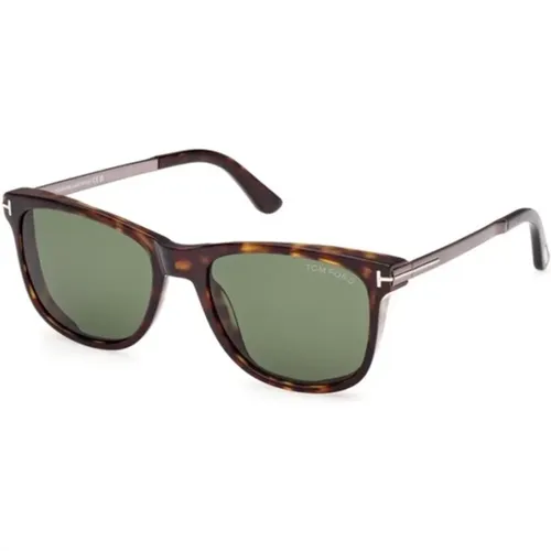 Klassische Sonnenbrille Grüne Gläser Dunkles Havana - Tom Ford - Modalova