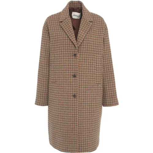 Houndstooth Coat with Logo Details , female, Sizes: M, S, XS - Ottod'Ame - Modalova