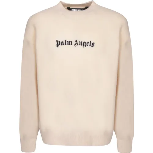 Wool-Blend Pullover with Embroidered Logo , male, Sizes: L, S, M - Palm Angels - Modalova