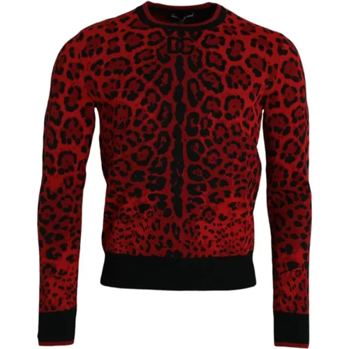 Leopard Crew Neck Pullover Sweater - Dolce & Gabbana - Modalova