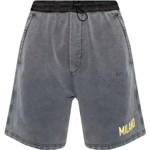 Cotton Shorts, Grey and Black, Lace-Up, Vintage Effect , male, Sizes: S - Dsquared2 - Modalova