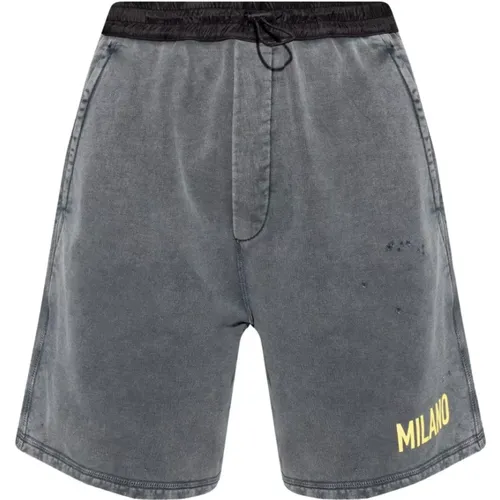 Cotton Shorts, Grey and Black, Lace-Up, Vintage Effect , male, Sizes: S, XL - Dsquared2 - Modalova