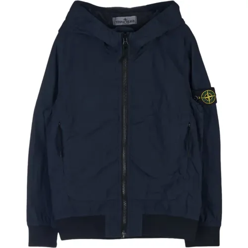 Blauer winddichter Mantel für Kinder - Stone Island - Modalova