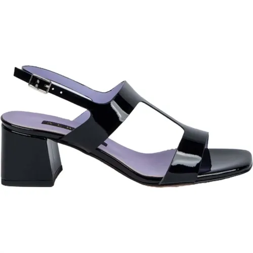 Schwarze Lackleder Sandalen mit Quadratischem Absatz , Damen, Größe: 40 EU - Albano - Modalova