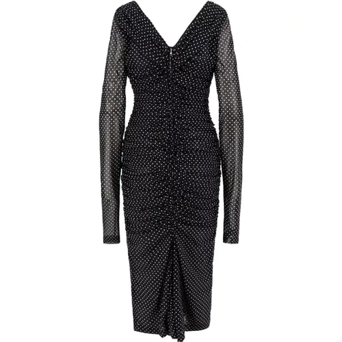 Schwarzes V-Ausschnitt Kleid Aw24 - Dolce & Gabbana - Modalova