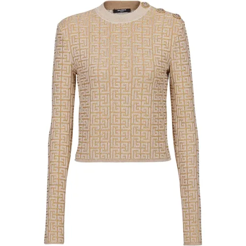 PB Labyrinth knit top , female, Sizes: XS, S - Balmain - Modalova